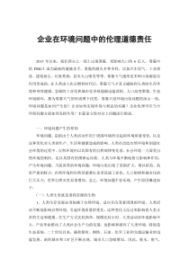 企业在环境问题中的伦理道德责任