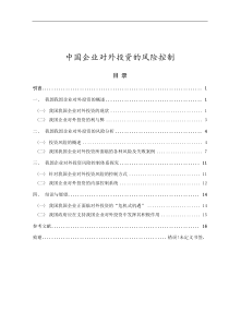 企业海外投资风险控制