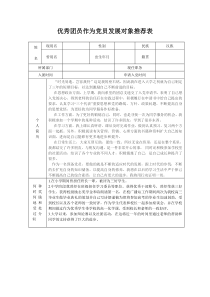 优秀团员作为党员发展对象推荐表