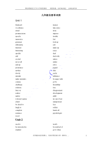 人教版九年级英语单词表英文版