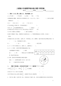 人教版六年级数学综合练习题十附答案