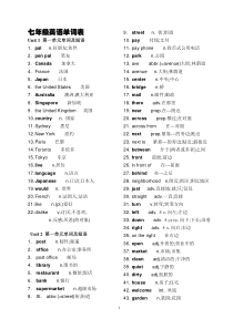 人教版初一年级下册英语单词表