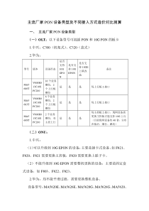 主流厂家PON设备类型及不同接入方式造价对比测算