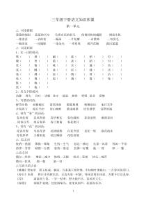 人教版小学三年级语文下册知识积累