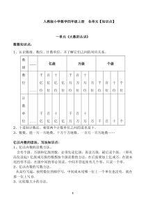 人教版小学数学四年级上册_各单元知识点