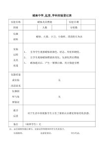 九年级化学上册分组实验登记表