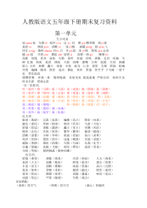 人教版语文五年级下册期末复习资料