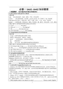 人教版高一英语必修一Unit1-2知识梳理