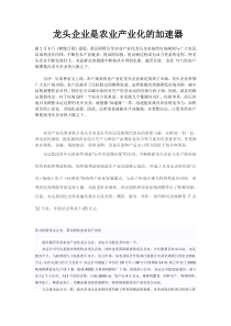 龙头企业是农业产业化的加速器