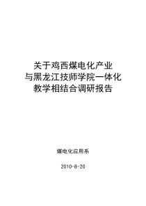 二稿关于鸡西煤电化产业与黑龙江技师学院一体化教学相结合调研报告