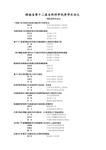 自然科学优秀学术论文一等-湖南省化工化学学会