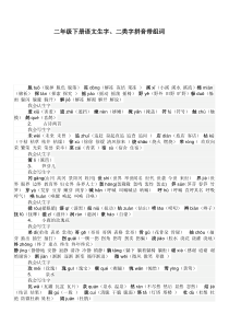 人教二年级下册语文生字一二类字需要会写认,会写的字拼音带组词