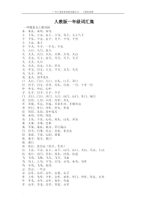 人教版一年级词汇集