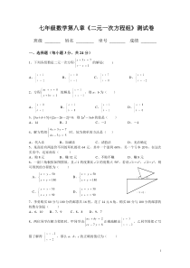 人教版七年级数学下册二元一次方程组测试题及答案2