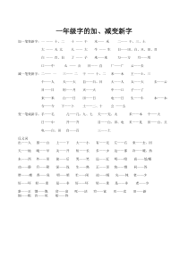 一年级字的加、减变新字