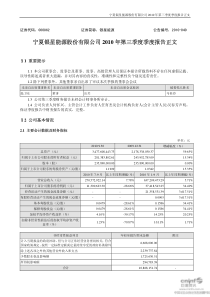 银星能源：XXXX年第三季度报告正文