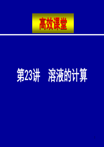 中考化学复习高效课堂第23讲溶液的计算