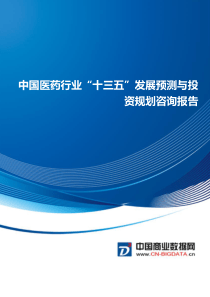 中国医药行业“十三五”发展预测与投资规划咨询报告(目录)