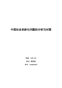 中国社会老龄化问题的分析与对策