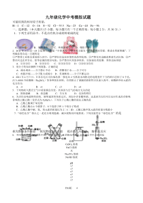 九年级化学中考模拟试题