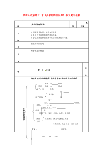 九年级物理第11章《多彩的物质世界》单元复习学案(无答案)人教新课标版