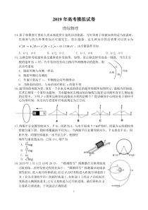 2019年高考模拟试卷(理综物理)