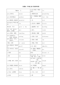 新人教版八年级上册-英语各个单元单词表