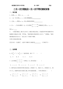 二元一次方程组及一元一次不等式测试试卷