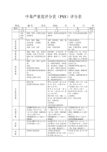 中毒严重度评分表(PSS)评分表