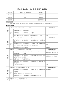 日化企业市场二部产品经理岗位说明书