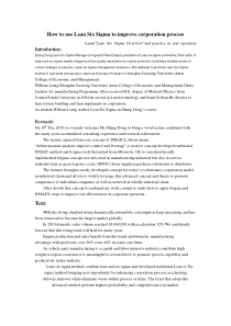 Lean six sigma application in Automobile Engine pr