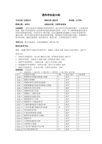 07版生物科学专业遗传学实验大纲