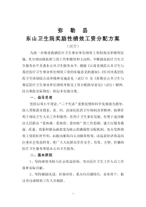 东山卫生院奖励性绩效工资分配方案