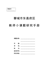 东昌府区13年小课题研究手册内容