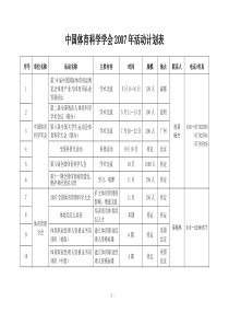 中国体育科学学会2007年活动计划表