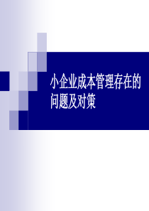 中小企业成本管理存在的问题及对策