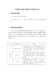 中等职业学校计算机专业教学计划