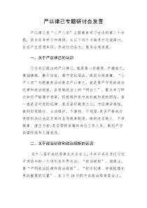 严以律己专题研讨会发言