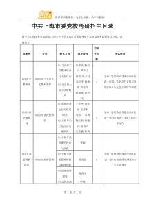 中共上海市委党校考研招生目录