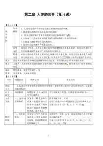 七年级生物_第二章_人体的营养复习教案_新人教版_2