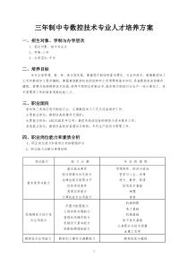 三年制数控技术人才培养方案