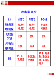 三种跨膜运输方式的比较