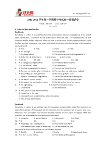 上海市市西中学10-11学年高一上学期期中考试(英语)