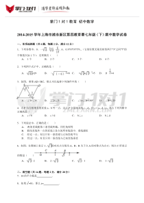 上海浦东新区2015学年七年级下学期期中数学试卷