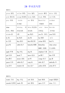 上海版小学二年级下英语单词及句型