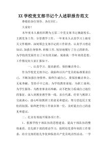 XX学校党支部书记个人述职报告范文