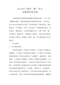 XX公司“两学一做”学习安排的具体方案