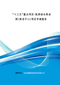 “十三五”重点项目-医养结合养老院(养老中心)项目申请报告