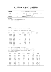 《大学计算机基础》实验报告十一Excel2003公式与函数的应用