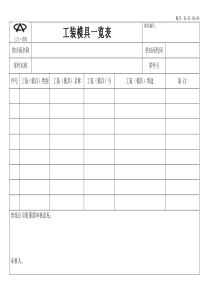 工装模具一览表-工艺